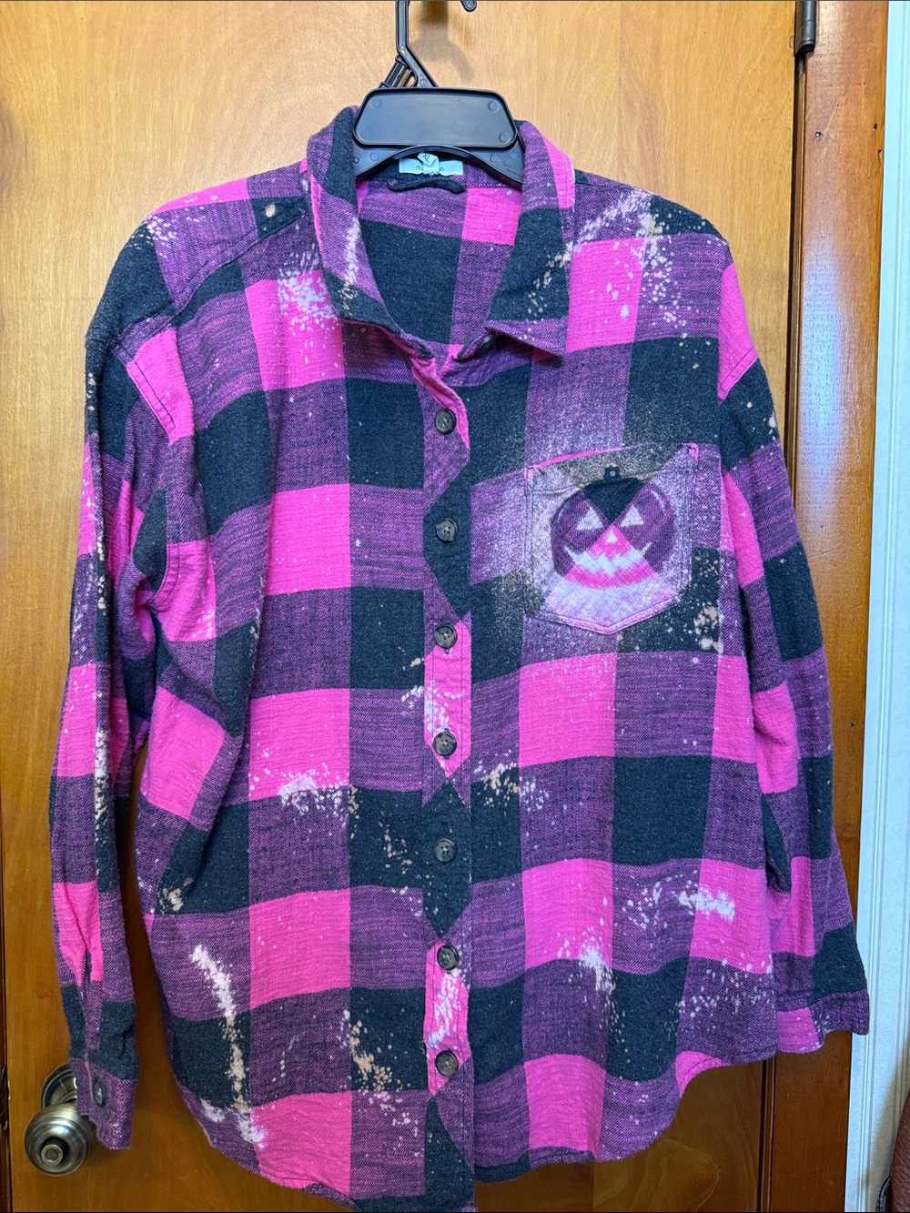 xl pink flannel pumpkin trick or treat
